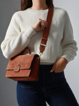 Crossbody Bag M Altesse Suede Etrier Brown altesse suede EASU048M-vue-porte